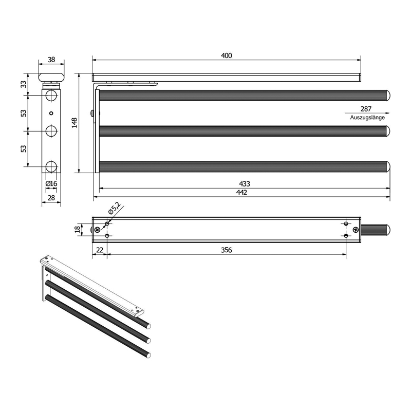 Porte-Torchon Magnétique Pour Évier - Noir Biocomposite, Fixation Facile