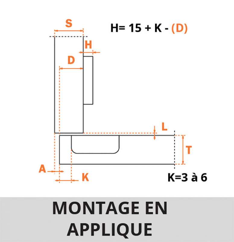 Charnière invisible - Push to open - 110° - EA 48 - Série 200 