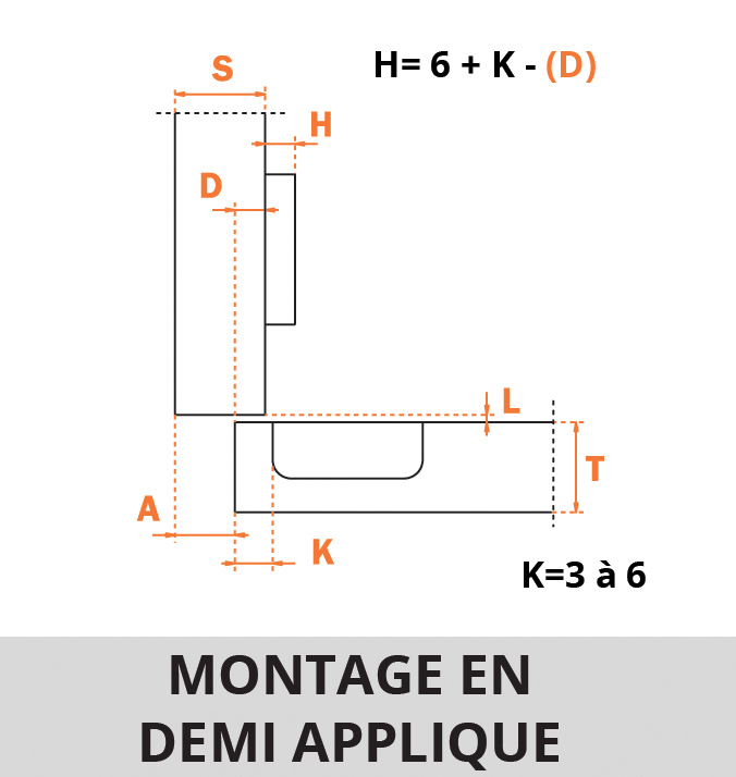 Charnière invisible - Push to open - 110° - EA 48 - Série 200 